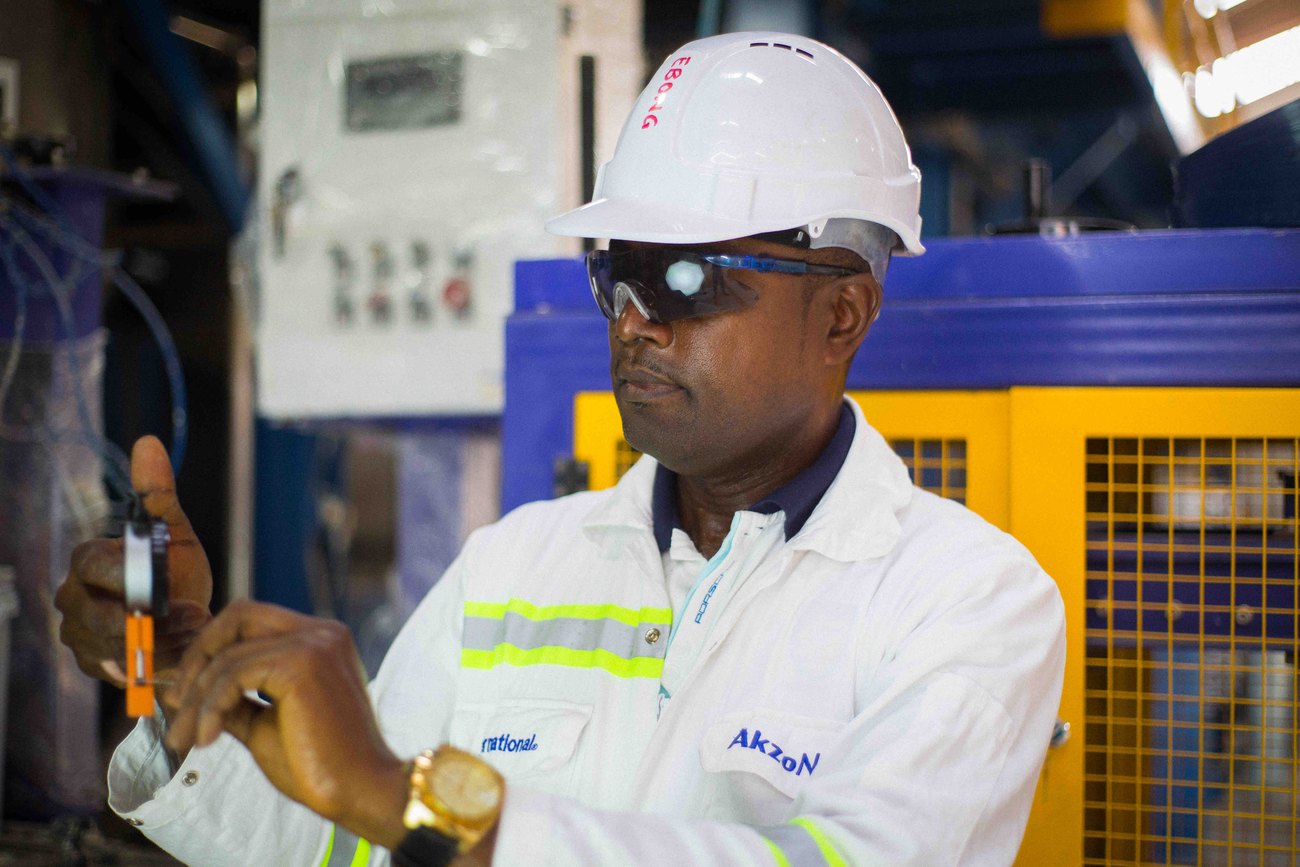 Coatings inspector wearing protective equipment